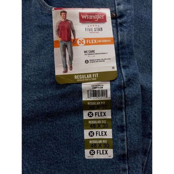 Mens Wrangler Five Star Relaxed Fit Jean with Flex Size 48x30 - Picture 1 of 6